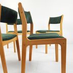 4 Vintage Danish Dining Chairs Findah Eiken Donkergroene Rib thumbnail 4