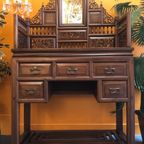 Chinese Mid Century Kast Van Rozen Hout Met Spiegel thumbnail 6