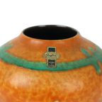 Oranje En Turquoise Vaas Jasba Keramik West Germany Aardewerk 111-12 thumbnail 5