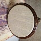 Klassieke Sierlijke Bijzettafel, Plantentafel, Wandconsole Marmeren Blad En Missing Versieringen Afm. 60x60cm En 81cm Hoog thumbnail 5