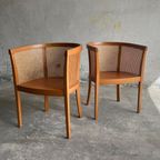 Mid Century Armchair In Cane And Wood ( 9 Pieces Available) thumbnail 7