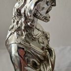 Italian Jesus Christ Sculpture Silver Plated Argenti 725 Heart Of Sacred thumbnail 6