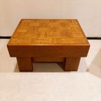 Set Of Two Brutalist Side Tables With Top Of Oak Panels thumbnail 9