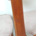 4 Vintage Deense Erik Buch Stoelen | Teak Roze Nieuwe Stof thumbnail 15