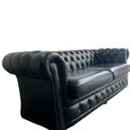Stoere Zwarte Lederen Chesterfield Zetel / Canapé / Sofa thumbnail 13