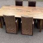 Eetkamerset Eettafelset 6 Stoelen En Eettafel Eikenhout En Riet Rotan Lloyd Loom thumbnail 19