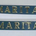 Marita, Vintage Metalen Naambord Van Schip, Boot thumbnail 2