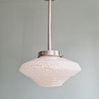 Art Deco Hanglamp In Wit Gespikkeld Glas, Jaren 30 thumbnail 6