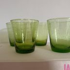 4X Vintage Groen Waterglas / Frisglas Bubbels thumbnail 3