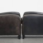 Stijlvolle, Tijdloze En Zeer Comfortabele Set Van 2 Zwart/ Grijze Schapenleren Design Fauteuils thumbnail 9