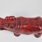 Vintage Rode Houten Hippo Nijlpaard ’70 Sculptuur Exotisch thumbnail 12