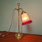 Art Deco Bureaulamp In Messing En Gesatineerd Glas, 1920-30 thumbnail 15