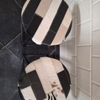 Vintage Ronde Metalen Kruk Met Lederen Patchwork Bekleding thumbnail 14
