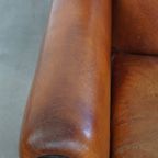 Set Van Twee Stoere Vintage Schapenleren Art Deco Stijl Design Fauteuils thumbnail 11