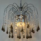 Xxl Grote Murano Kroonluchter Hanglamp Taupe Chrome Frame thumbnail 20