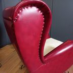 Rode Italiaanse Vintage Designfauteuil thumbnail 18