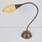 Vintage Art Deco Bureaulamp Koper Glas ‘50 Flex Neck Lamp thumbnail 8