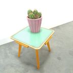 Houten Bijzettafel Met Keramiek Nr 19, Vintage Plantentafel thumbnail 12