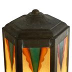 Art Deco / Amsterdam School - Stained Glass Wall Sconce - Bronze Frame - In The Style Of Tuschins thumbnail 5