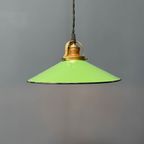Groen Emaille Hanglamp Met Messing Armatuur thumbnail 3