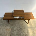 Vintage Plantentafel Met 3 Etages In Houtdessin Met Messing thumbnail 4