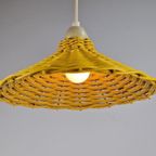 Vintage Riet Rotan Geel Hanglamp Scandinavisch ’60 Boho Lamp thumbnail 7