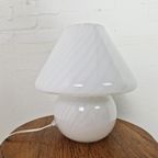 Murano Witte Swirl Mushroom Lamp, Jaren 70 thumbnail 8