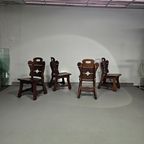 4 X Brutalist Oak Dining Chairs / 60's thumbnail 7