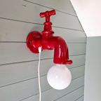 Wandlamp Met Kraan In Rood Keramiek, Jaren 70 thumbnail 2