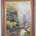 Bos Landschap Schilderij J. De Borge Olieverf Canvas Lijst thumbnail 3