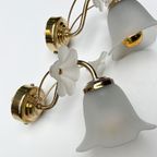 Set Van 2 Messing Art Deco Muurlampen Bloem, 1960's thumbnail 5