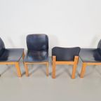 Set 4 Zwart Leer Eetkamerstoelen Afra & Tobia Scarpa '70 thumbnail 9