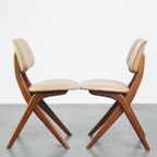 Set Van 4 Teakhouten Jaren ’60 Vintage Design Scissor Chairs Van Louis Van Teeffelen thumbnail 4