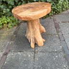 Bijzettafeltje Krukje Design Teak Mushroom Boomstam 40 Cm thumbnail 3
