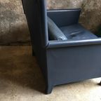 Molteni En C Italy Blauwe Leren Design Fauteuil thumbnail 11