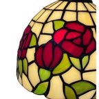 Tiffany Style Table Lamp - Stained Glass Shade And Decorative Base - Ca. 1980’S (No Cracks) thumbnail 5