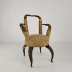 Zeldzame, Zeer Decoratieve 19E-Eeuwse Stierenhoornfauteuil (1870) thumbnail 4