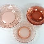 Vintage Schaal Roze Glas + 7 Borden Vereco thumbnail 6