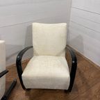 Set Van 2 Jindrich Halabala H269 Loungestoelen Wit Bouclé thumbnail 9