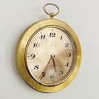 Vintage Junghans Messing Wandklok Eletronic Ato-mat Goud thumbnail 2