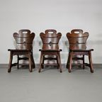 4 X Brutalist Oak Dining Chairs / 60'S thumbnail 12