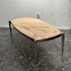 Vintage Space Age Marmeren Salontafel Met Chroom thumbnail 9
