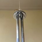 Lamp Art Deco 1930 Frans Chroom 4 Arms Licht Gele Schalen thumbnail 3