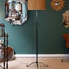 Zeer Grote Brutalistische Smeedijzeren Vloerlamp, Circa 1950 thumbnail 2
