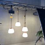 3 X Art Deco Klooster-/schoollampen – Opaline En Messing thumbnail 3