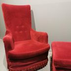 Vintage Deens Boudoir Fauteuil Met Hocker thumbnail 4