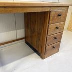 Antiek Bureau Art Deco Eiken Met Ladeblok thumbnail 6