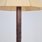 Vintage Oosters Gesneden Mahonie Vloerlamp Art Deco 1930 thumbnail 15