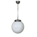 Art Deco Hanglamp Met Witte Bol, Jaren 30 thumbnail 2