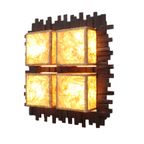 Large Tiki Style Wall Lamp In Wood And Fabric, 1970S. thumbnail 2